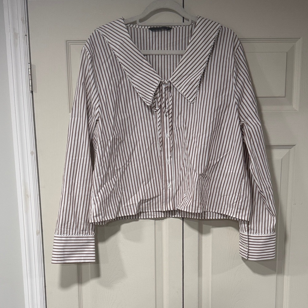 Zara striped collar button down